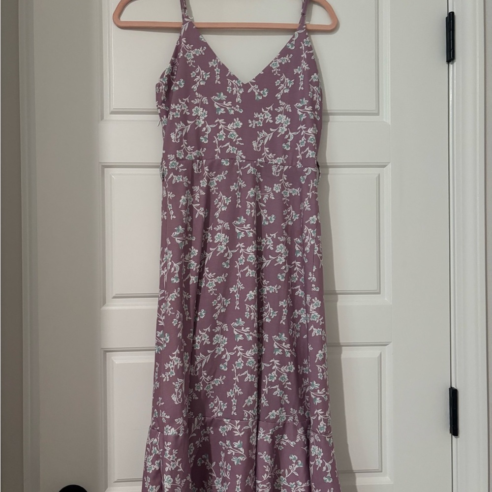 Floral Purple Spaghetti Strap Dress